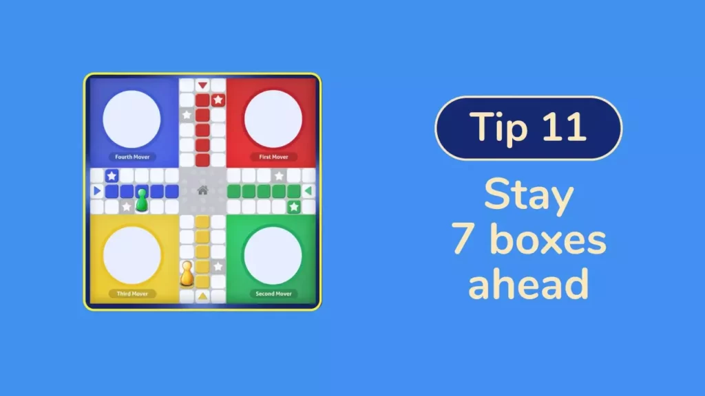 Ludo Online Tip - Stay 7 boxes ahead 
