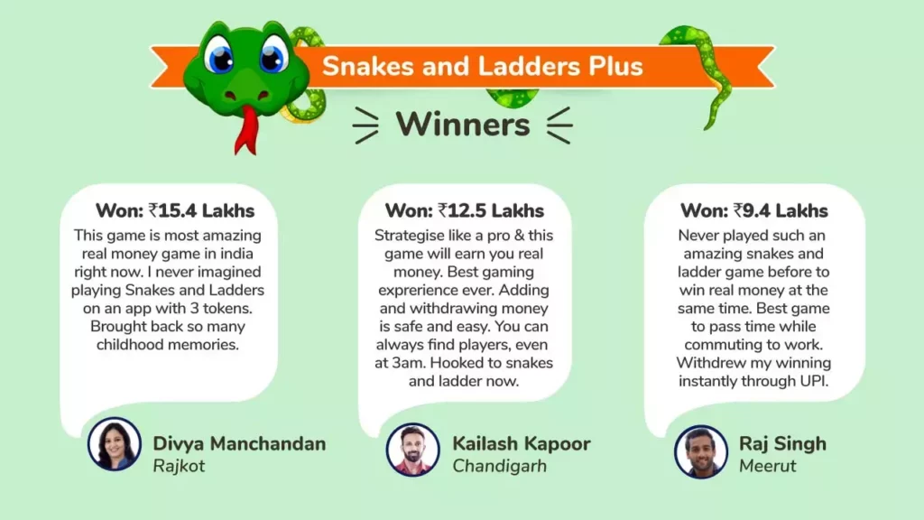 Snakes and Ladders Plus winners 